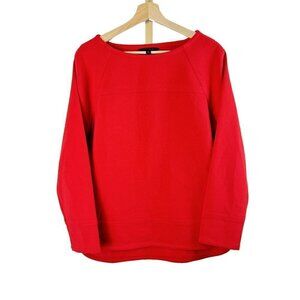 Banana Republic Red Long Sleeve Boatneck Textured Popover Blouse Sz S EUC